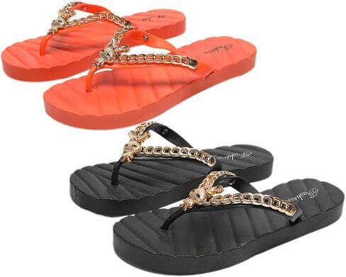 2 Pairs Flip Flops for Women Comfortable Cushion Slip On Beach Thong Sandals in Saudi Arabia