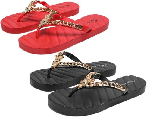 2 Pairs Flip Flops for Women Comfortable Cushion Slip On Beach Thong Sandals in Saudi Arabia