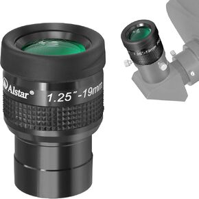 Alstar 1.25 inch Telescope Eyepieces Premium Flat Field, 19mm Focal Lengths Wide Angle Multi-Coated Lenses with Adjustable Twist-up Eyecups Anodized Aluminum Housing for Crystal-Clear Viewing