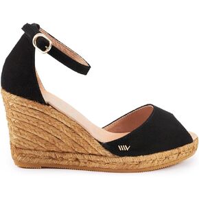 VISCATA Caprubi Suede Wedge with Ankle Strap Handmade 3 ½" Heel Women's Sandals with Super Soft Suede and 100% Natural Jute Midsole for all Casual Occasions