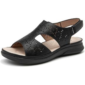 ALLOT Women's Comfortable Orthotic Arch Support Sandals Wedge Beach Walking Sandals Adjustable Ankle Strap Open Toe Dressy Summer Shoe