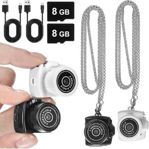 Kingdder 2 Sets Keychain Camera Micro Video Camcorder Mini Portable Chain Video Digital Camera for Travel Study Recording(8 GB, Black & White)