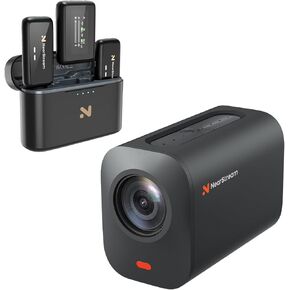 Professional Interviews Equipment, VM46 4K Wireless Streaming Camera with 60X Hybrid Zoom, AWM20T Wireless Lavalier Microphone with Noise Cancellation, LCD Display & 20H Battery Life