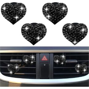 4PCS Heart-Shaped Car Vent Clips with Rhinestone,Bling Air Vent Clips Car Decorations,Premium Shiny Car Clips for Vents Car Accessories Interior for Cars,Trucks,SUVs (White) in Saudi Arabia