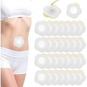 50 Pcs Disposable Castor Oil Pack Wrap Belly Button Self-Adhesive Castor Belly Button Wrap Pad Highly Absorbent Spunlace Cloth Organic Cover Compress Patch Oil Not Included No Wash