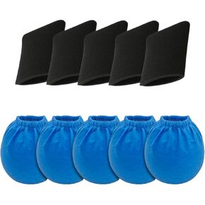 5 Pack VFF21 Foam Filters for Most Vacmaster 2.5 to 5 Gallon Wet/Dry Vacs and 5 Pack VRC2 Vacuum Filter for Armor All 2.5 Gallon and Vacmaster 1.5 to 3.2 Gallon Wet/Dry Vacuums.