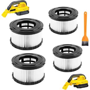 (4-Pack) DC5151H HEPA Filter Replacement Compatible with DEWALT Wet Dry Vacuum DC515 DCV517 DCV517B-with 1-Cleaning Brushes