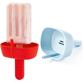 5 Pack Drip-Free Silicone Popsicle Holder with Straw, MEETRUE No-Drip Popsicle Holders for Kids Toddlers Baby Silicone Popsicle Stick Holder Mess Free Frozen Treats Holder Popsicle Drip Catcher