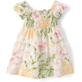 The Children's Place,Baby-Girls,and Toddler Casual Everyday Short Sleeve Dresses,Simply White Floral,18 Months,24 Months