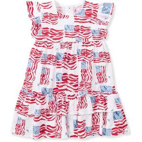 Burt's Bees Baby Baby Girls' Dress, Infant & Toddler, Short & Long-Sleeve, 100% Organic Cotton, Magestic Flags
