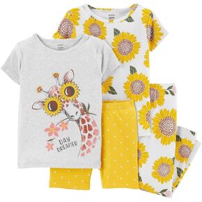 Carter's Baby Girls '4 PC Cotton PJS (4T ، Giraffe Sunflower)