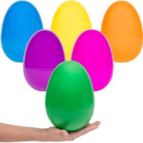 Massive Multicolor Fillable Easter Eggs Colorful Bright Plastic Easter Eggs, Stands Upright, Perfect For Easter Egg Hunt, Surprise Egg, Assorted Colors, 8" Fillable Eggs (2-Pack)