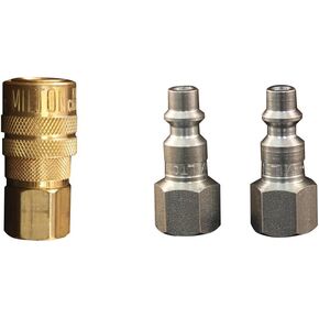 Milton (S-715) 1/4" FNPT Female M-Style KWIK-CHANGE Coupler, Red & Industries S-728 1/4" FNPT M Style Plug - 2 Count (Pack of 1)