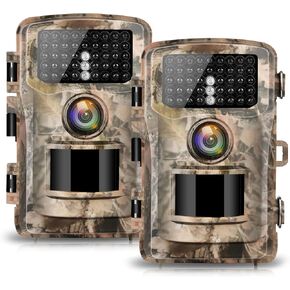 4K Trail Camera, 850nm Night Vision Game Camera with 0.3s Fast Trigger Time, IP56 Waterproof for Wildlife Monitoring, 120° PIR Motion Activated, 2-inch Screen Hunting Cam (2 Pack)