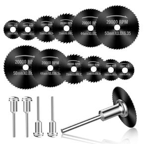 Drill Saw Blades for Dremel Rotary Tool 6Pcs Black Manganese Steel Saw Disc Wheel Cutting Blades with 1/8" Round Shank and 1/4" Round Shank for Wood Plastic Aluminum Cutting