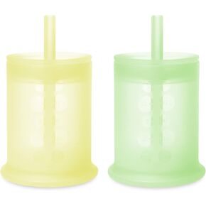 Olababy Silicone Training Cup with Straw Lid Bundle Kiwi + Lemon