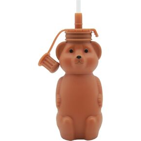 Honey Bear Straw Cup, Food Grade Silicone, Babies Water Drinking Cup, 8-Ounce Therapy Sippy Bottles for Speech and Feeding Training, BPA Free & Dishwasher Safe (AQUA)