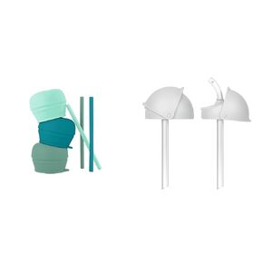 Boon Snug Silicone Sippy Cup Lids and Straws - Includes 3 Lids and 3 Straws & Nursh Silicone Straw Sippy Cup Lid - Conversion Straw Top Nursh Bottles