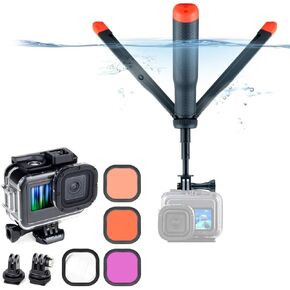 Waterproof Case with Dive Filters for GoPro Hero 13 12 11 10 9 Black, with 4-in-1 Floating Tripod