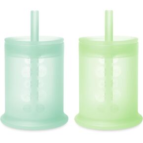 Olababy Silicone Training Cup with Straw Lid Bundle 5oz Mint + 5oz Kiwi
