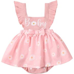 Valcatch Baby Girl Summer Clothes Newborn Infant Romper Dress Sleeveless Ruffle Daisy Strawberry Bodysuit 1st Birthday Outfit