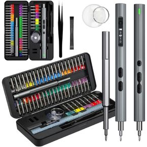 LIFEGOO 58 in 1 Digital Display Mini Electric Screwdriver with 50 Magnetic Rechargeable Cordless Screwdriver Kit Precision Repair Tool Kit with LED Lights, Charging Cable, Carrying Case, for Watches,
