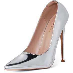Elisabet Tang Women Pumps 12cm/4.7 Inch Stiletto Heels Pumps Pointed Toe Patent Leather Slip On High Heel Evening Party Dress Shoes