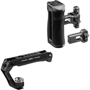 Aluminum Side Handgrip with Cold Shoe 1/4'' Thread 3/8'' ARRI Thread, Up and Down Adjustable and Cold Shoe Mount Camera Top Handle Bundle