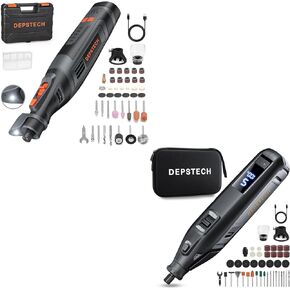 DEPSTECH A1L 8V Cordless Rotary Tool Kit with LED Work Light, P1P 12V Cordless Rotary Tool with Display Screen, 5000-35000RPM, 2.5Ah Battery 18W Fast Charging, for DIY Projects/Home Repair/Craft