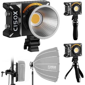 SIRUI Super Bulbs C150X Combo 150W LED Video Light, COB Portable Photography Camera Light Bi-Color 2800K-6500K with Bluetooth App Brightness Control Bowens Adapter Reflector Continuous Output Lighting