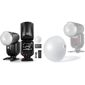 NEEWER Z2-C 2.4G TTL Round Head Flash Speedlite Compatible with Canon Cameras, 76Ws 1/8000s HSS with Diffuser, Upgraded UI and M12 Magnetic Dome Diffuser for Round Head Speedlite Flash