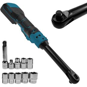 3/8" Cordless Extended Ratchet Wrench Compatible with Makita 20V Battery, Electric Variable Speed Ratchet Wrench Set with 8Pcs Sockets & 1Pc 3/8" to 1/4" Adapter, 6" Extension Bar(No Battery Includes)