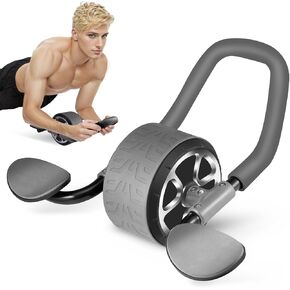 Ab Roller Wheel, 4d Ab Roller with Elbow Support and Knee Pad, Elbow Support Automatic Rebound Abdominal Wheel for Core Workout, Plank Exercise Wheel for Abdominal Core Strength Training