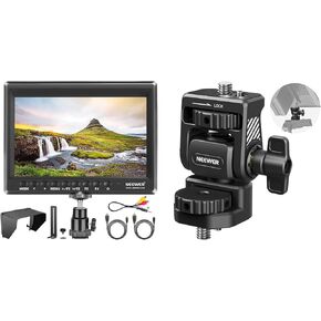 Neewer F100 7inch Camera Field Monitor HD Video Assist IPS 1280x800 HDMI Input 1080p with Sunshade and Ball Head for DSLR Cameras, Field Monitor Mount Monitor Holder with 1/4" Screw Included