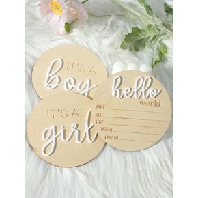 ylsteed 3pc إعلان إعلان الطفل Hello World Newborn Sign Signaged إعلانات الولادة علامات على ذلك A Boy Girl Wooden New Baby Name Information Sign