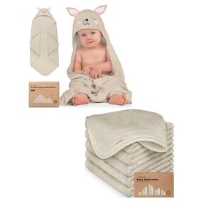 KeaBabies Baby Hooded Towel and Baby Washcloths for Newborn, Kids - Baby Towel, Toddler Towels, Hooded Towels for Baby - Bath Baby Towels, Face Towel, Face Cloths