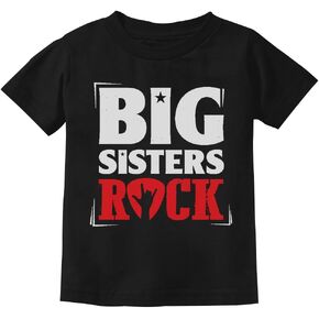 Girls Big Sisters Rock Best Siblings Gift Kids T-Shirt Big Sis Black 3T