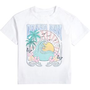 Oversized Beach Bum Shirts Toddler Girls Graphic Beach T-Shirts Casual Vintage Summer Short Sleeves Tops