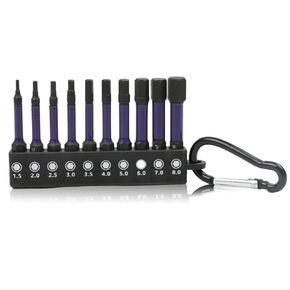 Magnetic Allen Wrench Drill Bit Set 10pcs (Metric),H1.5-H8 Metric Impact Hex Head Screwdriver Bit Set 1/4 Inch Shank Hex Bits Set S2 Steel (purple)