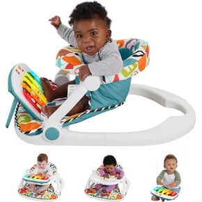 Fisher-Price Pink Infant to Toddler Kick & Play Piano Seat Bundle with Gym Playmat and Baby Rattles