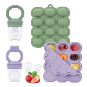 Baby Fruit Feeder Breastmilk Popsicle Molds Set, Silicone Food Storage Freezer Tray and Breast Milk Feeder Pacifier for Teething
