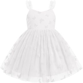 IBTOM CASTLE Toddler Butterfly Birthday Dress Girls Sleeveless 3D Butterfly Tulle Tutu Dress Flower Girl Pageant Party Dress