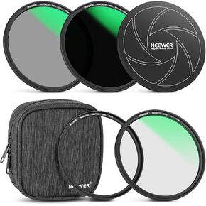 NEEWER 77mm 5-in-1 Magnetic Lens Filter Kit, Includes Neutral Density ND1000+MCUV+CPL+Adapter Ring+Filter Cap with 42-Layer Coating/Ultra Slim/Scratch Resistant HD Optical Glass&Water-Resistant Pouch