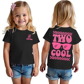 Two Cool Birthday Shirt 2nd Birthday Girl T-Shirt 2 Year Old Toddler Girls Second B-Day Party Short Sleeve Tops