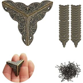 50pcs أصحاب الغبار للسلالم ، وغطاء الزاوية الحافة مع مسامير ، وحماة زاوية المائدة ، وزوايا غبار الدرج العتيقة ، للداخلية ، والجدران والألواح (البرونز ، 1.38 بوصة)