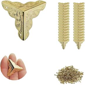 50PCS Dust Catchers for Stairs, Edge Corner Cover with Screws, Table Corner Protectors, Antique Stairs Dust Corners Decorative, for Tables, Walls & Baseboards (Bronze, 1.38in)