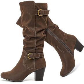 Women's Slouchy Knee High Boots with Chunky Heel, Pointed Toe, Comfortable and Fashionable for Fall and Winter Wear for Women.