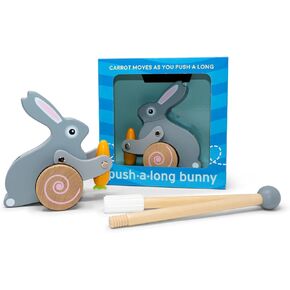 Bunny Push Toy by Jack Rabbit Creations- Wooden Push- Along Rabbit for Early Walking, Balance and Motor Skills Development- Eco-Friendly Montessori Toy for Toddlers & Babies Ages 1+