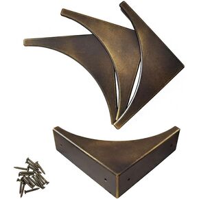 Black Corner Guard, Metal Corner Protectors for Furniture, Antique Decorative Table Corner Protector Edge Safety Guard for Boxes,Barn Door,Wood Frame,Desk, Furniture Hardware Accessories 4PCS (Black)