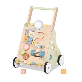 Wooden Baby Walker with Wheels, Montessori Baby Push Walker, Sit to Stand Walkers for Babies 12-18 Months, Toddler Standing Activity Center for Boys and Girls